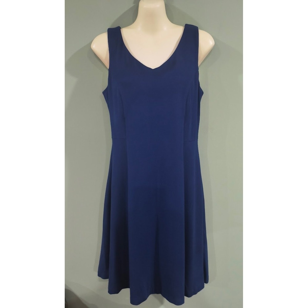 Donna Ricco New York Royal Blue Sleeveless V-Neck Fit and Flare Dress Small